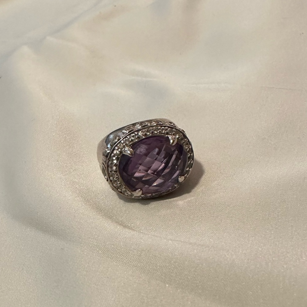 JOHN HARDY Bamboo Collection Amethyst Sapphire Dome Cocktail Ring